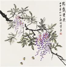 《紫气东来》写意花鸟 纸本设色 2016年