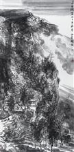 《白云绕璧山》136x68cm 写意山水 纸本水墨 2007年