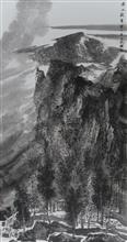 《溪山观雪图》136x68cm 写意山水 纸本水墨 2007年