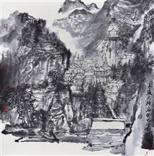 《十渡太神庙》68x68cm 写意山水 纸本水墨 2013年