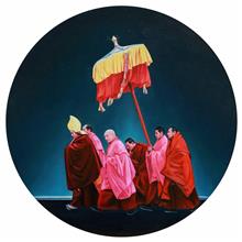 《极乐法会·2》100x100cm 人物 圆形 布面油画 2015年