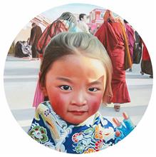 《灵童系列·4》100x100cm 人物 圆形 布面油画 2016-2017年