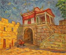 《崇武古城门》50x60cm 布面油画 2017年 崇武古城有600多年历史，城中房屋皆为就地取材的花岗岩，是一个巨大的石头城，还有著名的惠安女，很有特色。