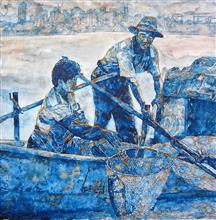《渔歌》120x120cm 水彩人物 ”中国蓉城·2011全国青年美术家提名展“