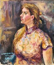 《旗袍的苏联姑娘》布面油画 人物 2017年