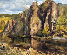 《红岩》布面油画 风景