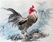 《雄鸡》56x45cm 纸本水墨 水墨动物 2018年