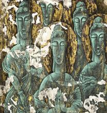 《清净佛国》126x120cm 纸本设色 重彩佛像 2015年