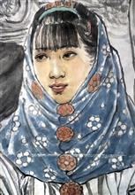 《惠安女肖像》写意人物 纸本水墨设色 