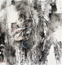 《香风消夏梦初觉》68x68cm 写意人物 纸本设色 2006年