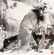 《钟馗夜游图》68x68cm 写意人物 高士图 纸本设色 2004年