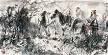 《松月牧放图》68x136cm 写意人物 高士图 纸本设色 2013年