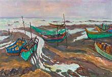 《退潮候的那篇海滩》80x120cm 布面油画 2015年