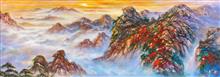 《紫气东来朝晖焕彩》130x580cm 布面油画 2015年