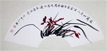 《香兰如美人》20x59cm 写意花卉·兰花 纸本水墨设色 扇面卡片 2016年