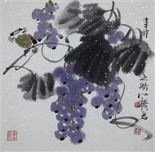 《江水沐花鸟作品》写意花鸟·蔬果 纸本水墨设色 2011年