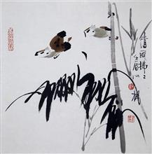 《清风拂拂》写意花鸟 纸本水墨淡设色 2012年