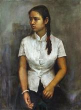 《女孩肖像写生》80x60cm 油彩 亚麻布 1999年