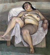 《沙发上的女人体》95x105cm 人体 布面油画
