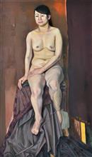 《坐着的女人体》60x100cm 人体 布面油画 2014年5月