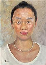 《带珍珠项链的女孩》50x70cm 人物肖像 布面油画 2017年