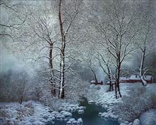 《雪村》100x80cm 风景题材 布面油画