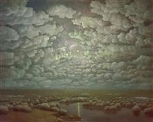 《三江平原的月夜》100x80cm 风景题材 布面油画