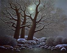 《北方的月夜》100x80cm 风景题材 布面油画