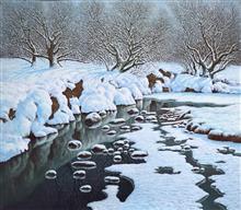 《冬日午后》70x80cm 风景题材 布面油画