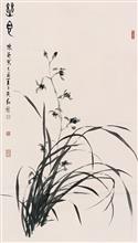 《幽香（茗屋题）Orchid’s Delicate Fragrance》95×54cm 纸本水墨 写意兰花 立轴 2009年