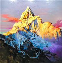 《日照金山·神女峰》150x150cm 布面油画 2018年