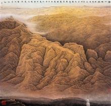 《关山雄风》195x180cm 纸本设色 写意山水 2004年