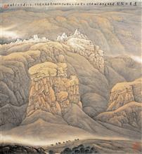 《远去的驼铃》68x68cm 纸本设色 写意山水 2001年