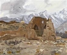 《雪山下的遗迹》新疆写生 布面油画 2018年