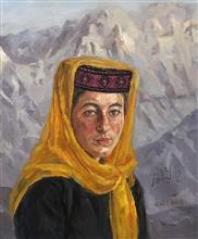 《雪山下的姑娘》新疆写生 布面油画 2018年