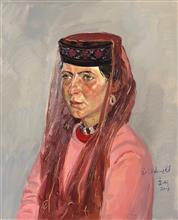 《红色纱丽》新疆写生 布面油画 2018年