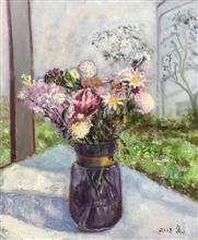 《窗边的花》50x60cm 布面油画 2018年