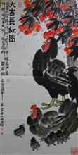 《大吉長紅圖》，紙本設色，69×137cm，2017