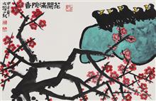 《花開滿院香》，紙本設色，48×70cm，2014