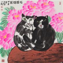 《花團錦簇圖》，紙本設色，69×69cm，2014