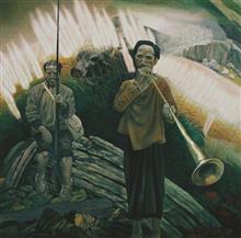《两个老人的山谷》纸本、丙烯.80×80cm 1991