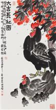 《大吉長紅》，紙本設色，69×138cm，2017