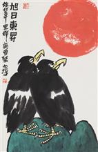 《旭日東昇》，紙本設色，69×48cm，2019