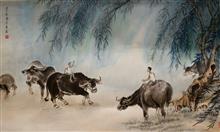 《牧牛樂》，宣紙，110×70cm，2010