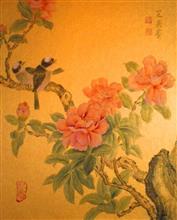 《茶花》，金版紙，69x46cm，2000