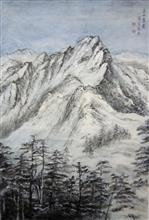 《玉山雪景》，宣紙，70×46cm ，2016