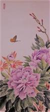 《紫牡丹》，礬紙， 65×27cm，2012