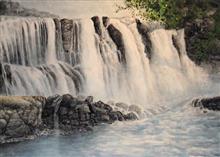 《石岡瀑布》，礬紙，60×45cm，2001