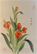 《鬱金花》，宣紙，40×35cm