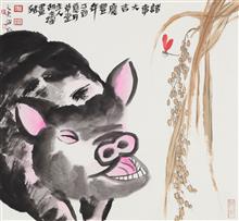 《諸事大吉慶豐年》，紙本設色， 45×48 cm，2017